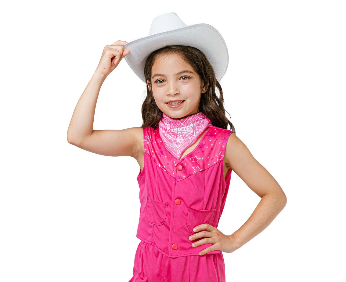 Role play-set for kids Pink Cowgirl (top, pants, scarf, hat), size 110/120 cm